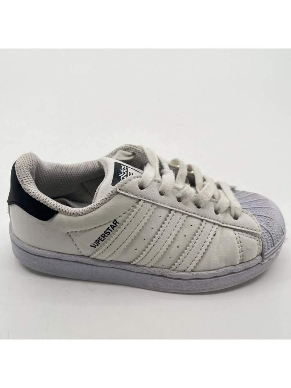 Adidas Superstar Boys Size 10.5K White Black Athletic Leather Shoes Sneakers